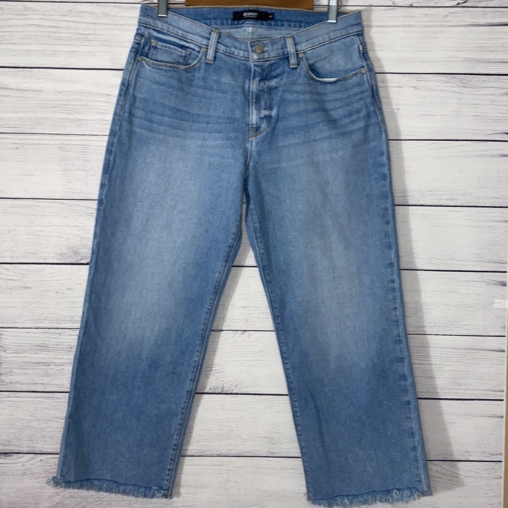 Hudson Stella mid rise crop straight light stonewashed cutoff 90โs inspo jeans - Picture 2 of 6